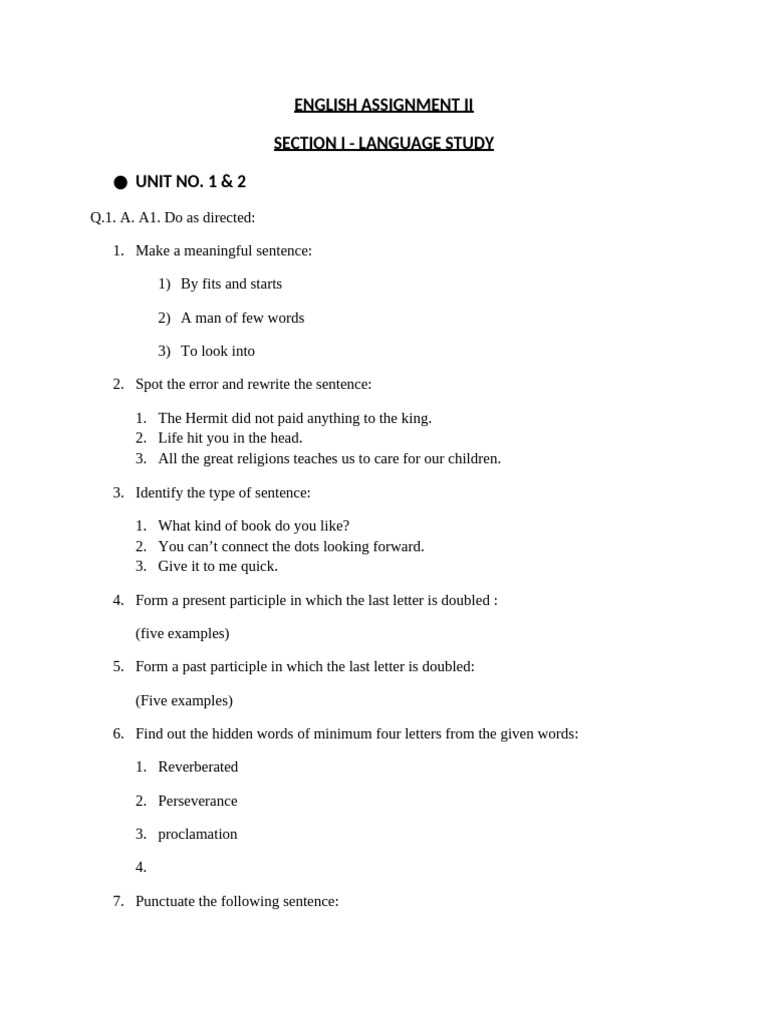 English Assignment II Language Study | PDF | Word | Verb