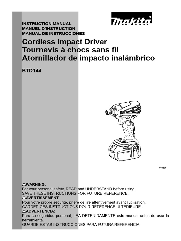 Impact Driver BTD144Z Manual | PDF | Screw | Trigger (Firearms)