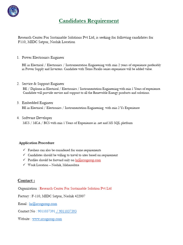 Candidates Requirement | PDF