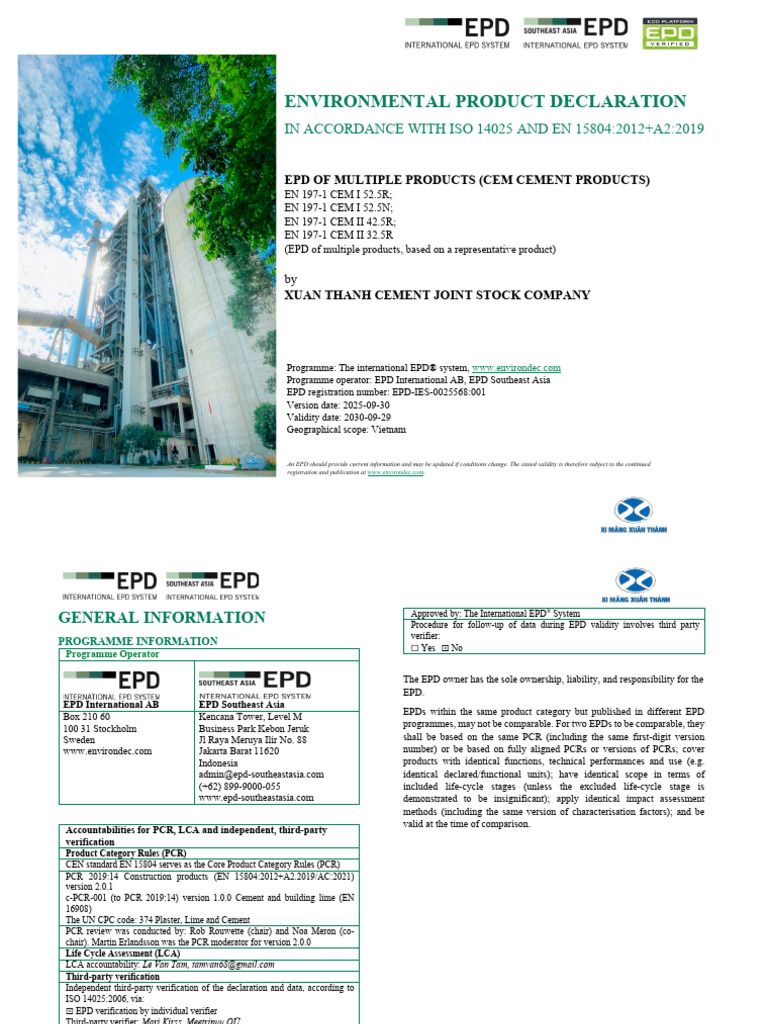 EPD Document EPD-IES-0025568 - 001 en | PDF | Waste | Cement