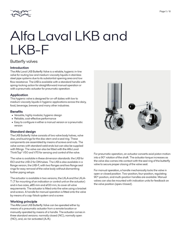 Alfa Laval LKB and LKB F Product Leaflet en GB | PDF | Valve ...