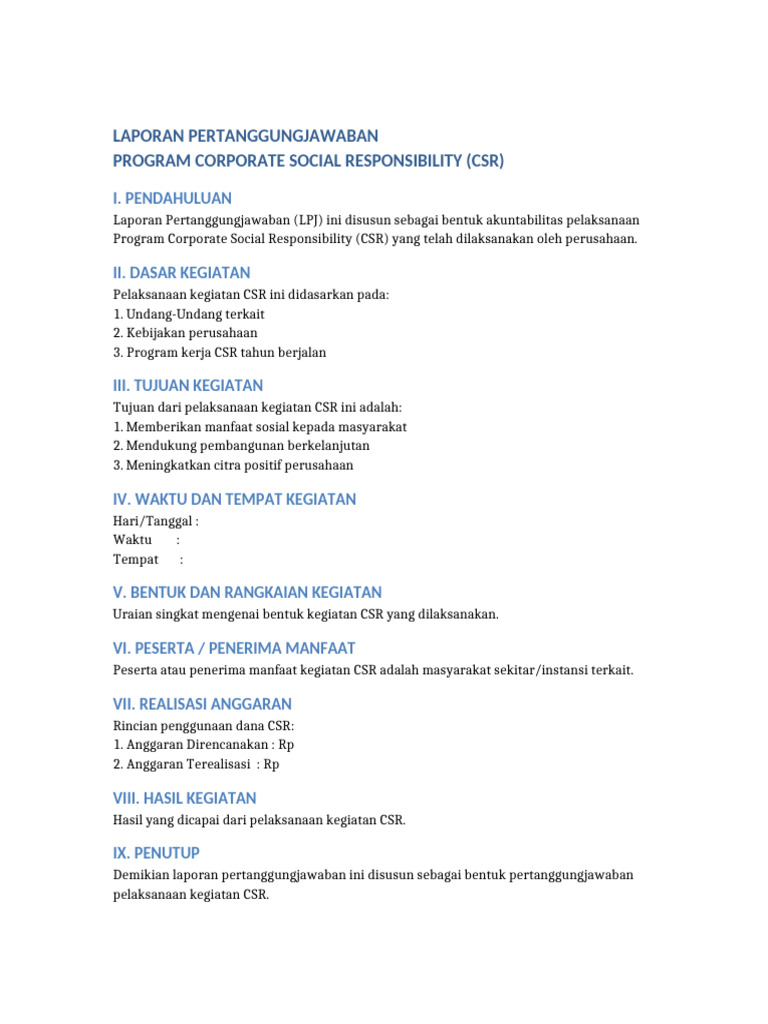 Format LPJ CSR | PDF