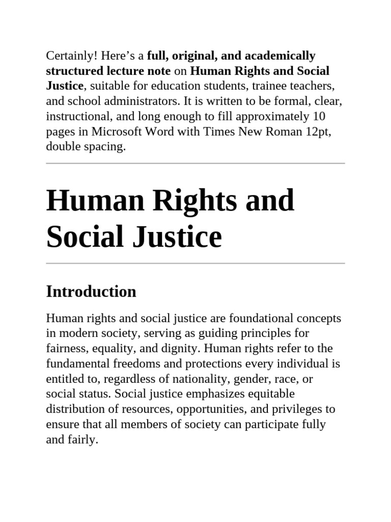 Human Rights and Social Justice | PDF | Social Justice | Social Equality