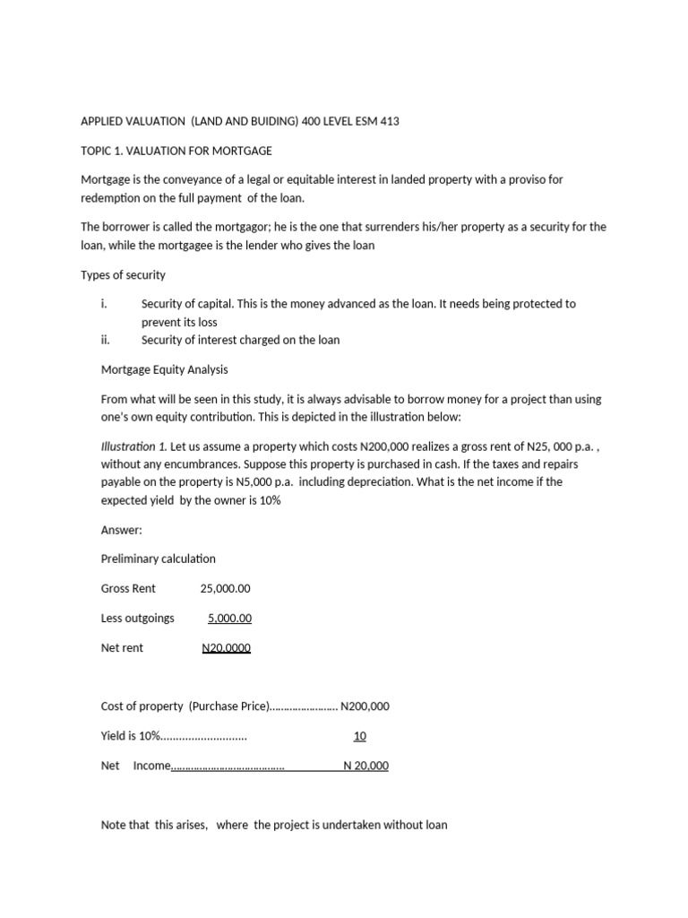 Applied Valuation. Lmsdocx - 072122 | PDF | Mortgage Law | Mortgages