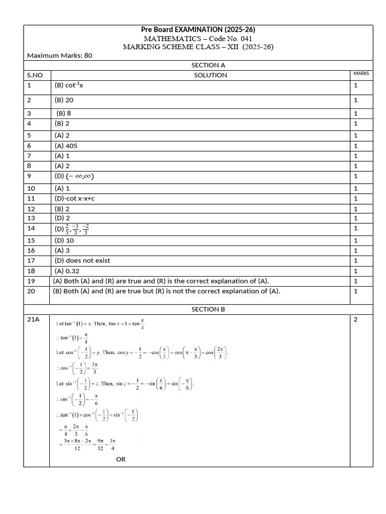 Class XII Math Marking Scheme Sahodaya . | PDF | Function (Mathematics ...