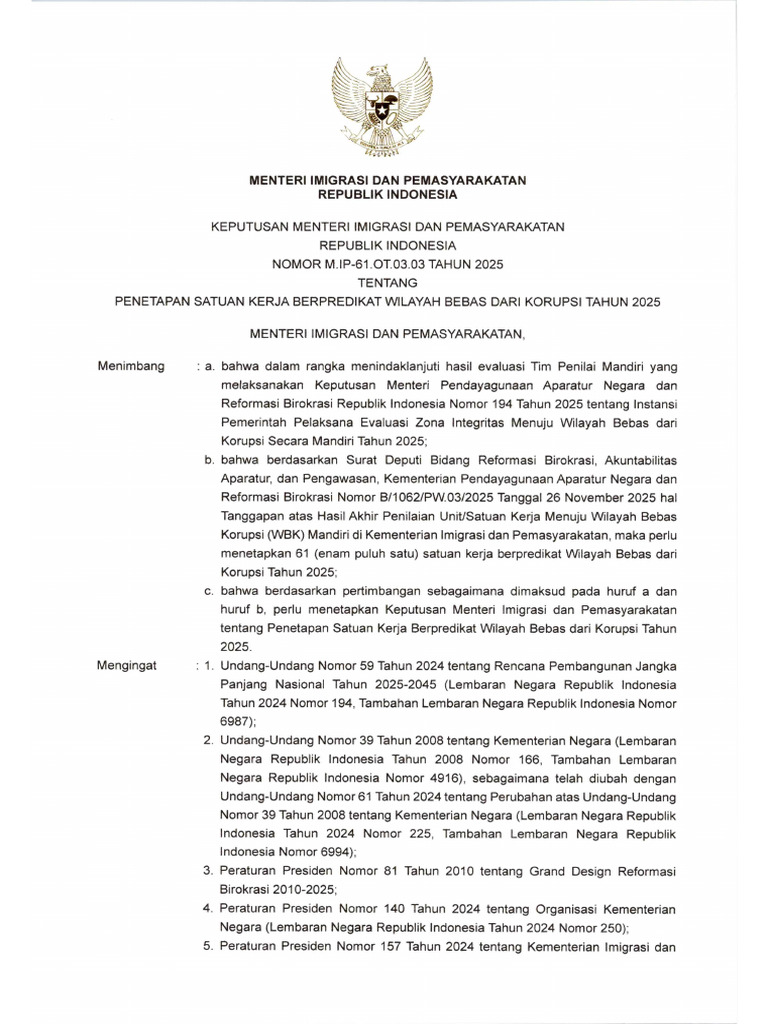 Kepmen Satker WBK 2025 | PDF