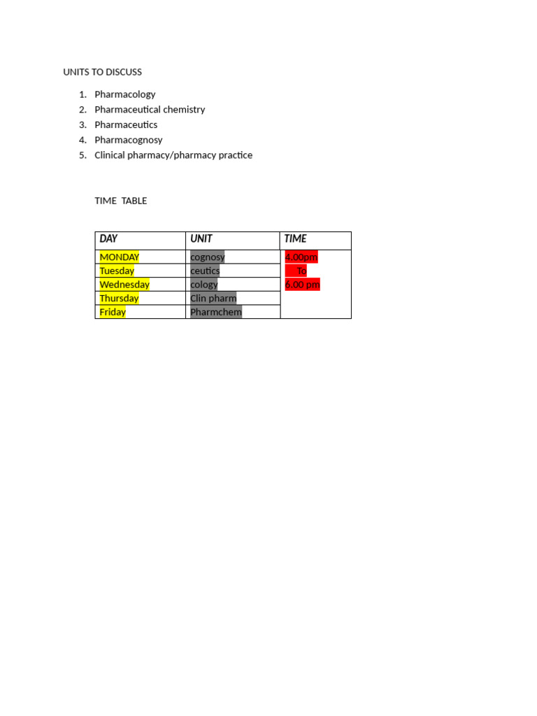 Discussion Timetable | PDF