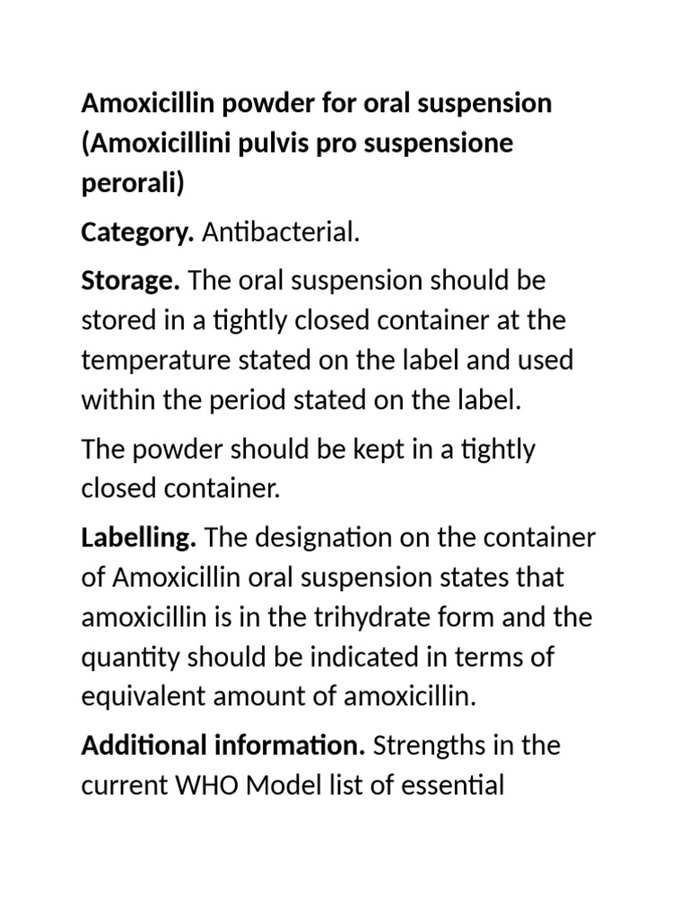 Amoxicillin Powder For Oral Suspension | PDF | Chromatography | High ...