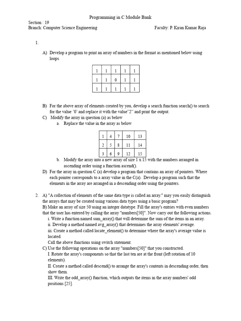 PIC Section 19 Module 2 Module Bank | PDF | String (Computer Science ...