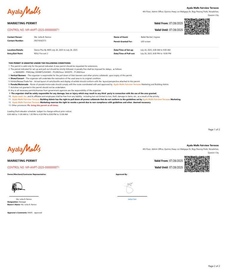 Marketing Permit MP AMFT 2025 0000000071 | PDF