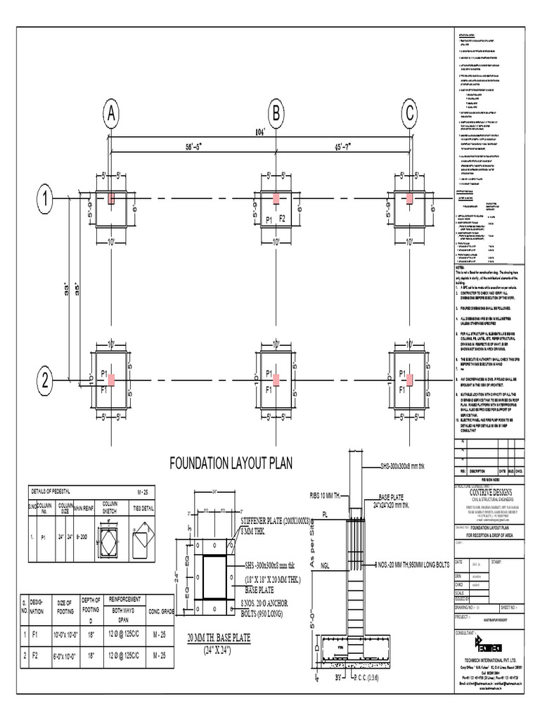 Reception Foundation Drawing | PDF | Beam (Structure) | Civil Engineering
