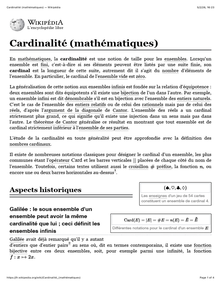 Cardinalité (Mathématiques) - Wikipédia | PDF | Ensemble (Mathématiques ...