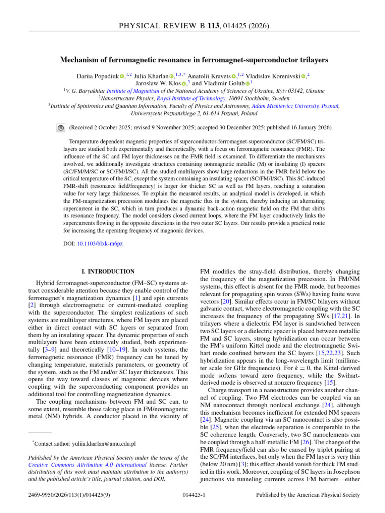 Mechanism of Ferromagnetic Resonance in Ferromagne (1) | PDF ...