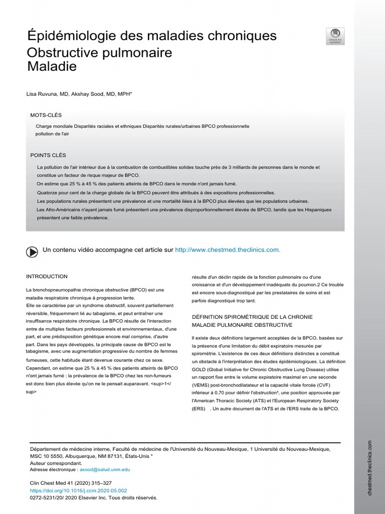 Épidémiologie de La BPCO en 2020 | PDF | Bronchopneumopathie chronique ...