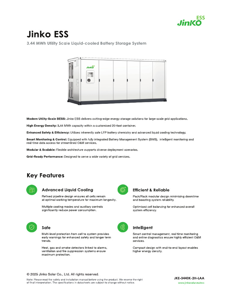 250429 Jinko ESS 3 44MWh Datasheets Print | PDF