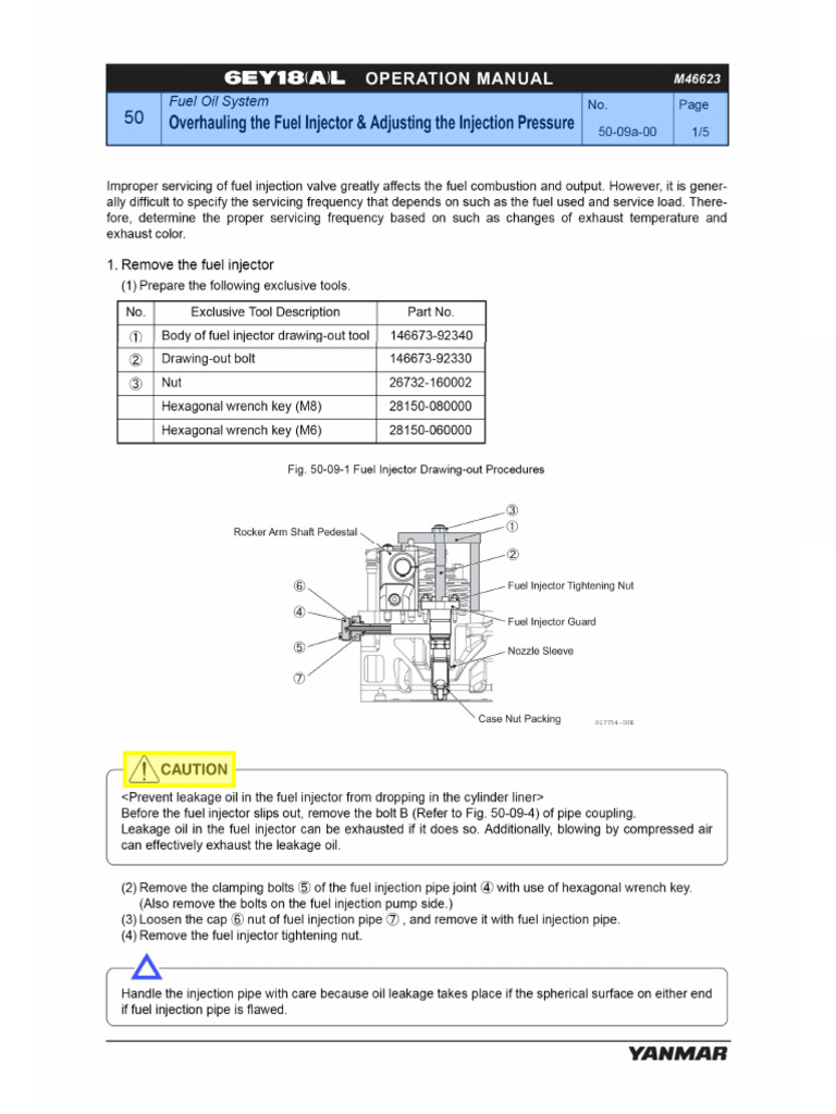 Yanmar FO Injectors Overhauling and Pressure Test | PDF