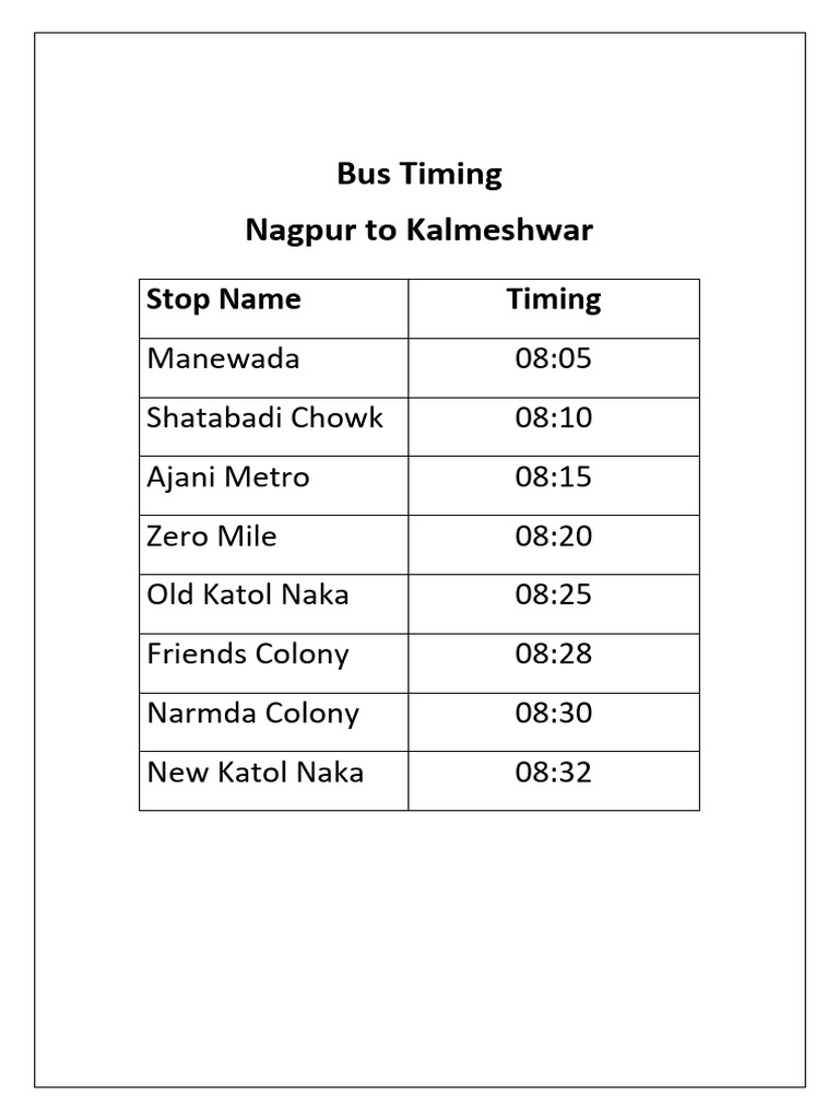 Bus Stop Timing | PDF