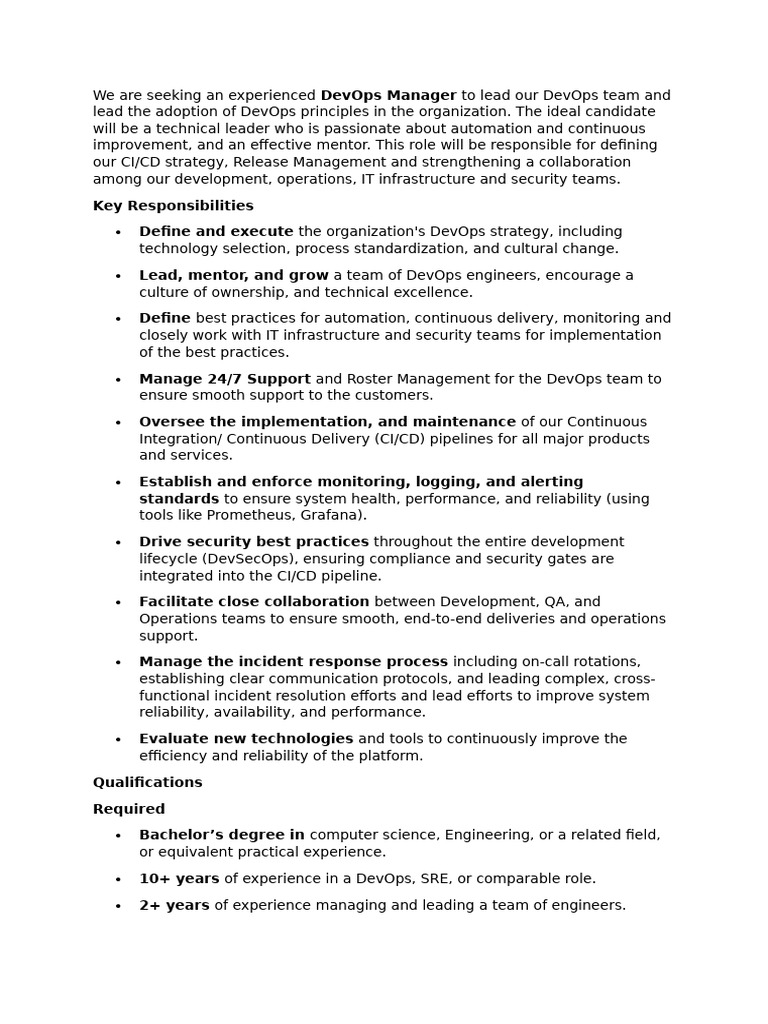Experienced DevOps Manager | PDF | Computing | Information Technology
