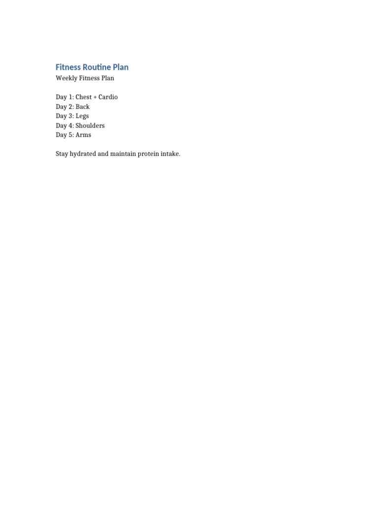 Fitness Routine Plan | PDF