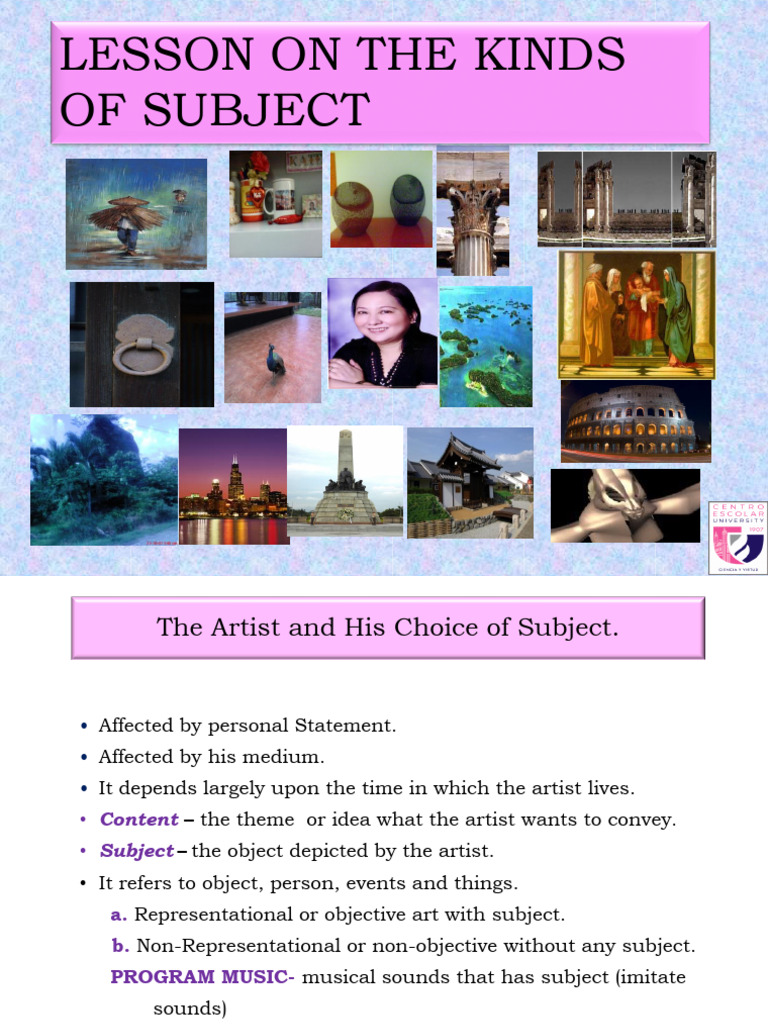 Lesson on the Kinds of Subjects - 1 | PDF | The Arts
