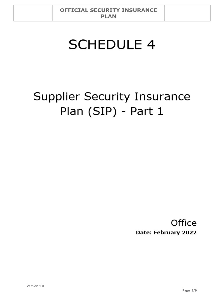 Supplier Security Insurance Plan (SIP) - Part 1 | PDF | Session ...