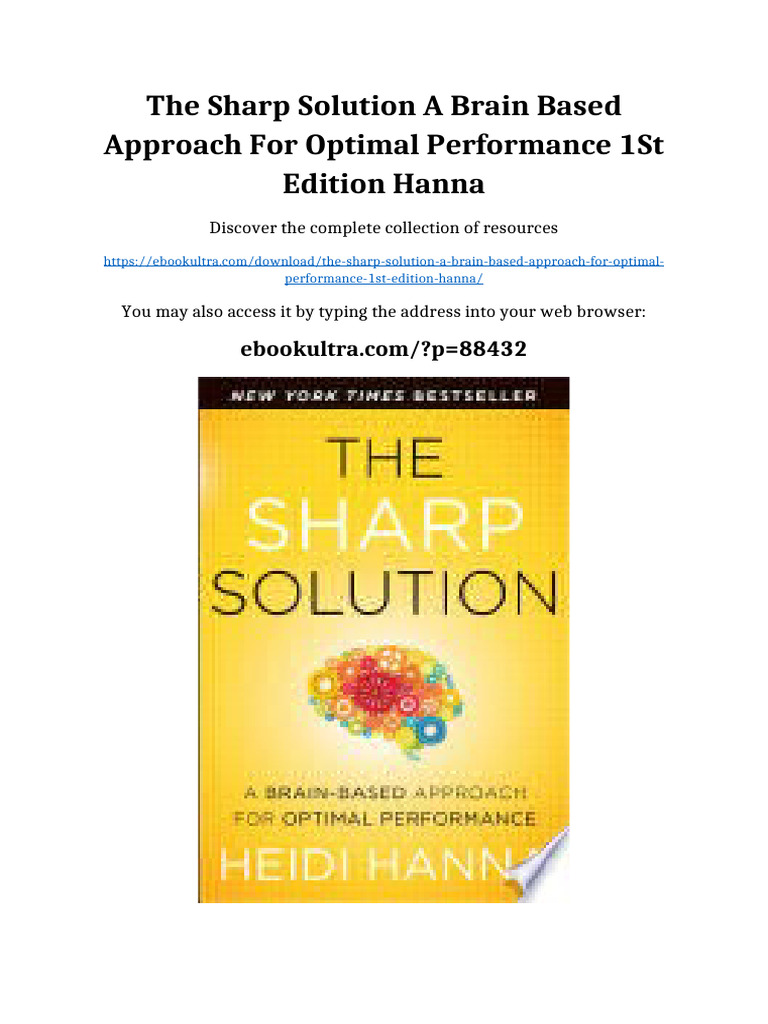 The Sharp Solution A Brain Based Approach for Optimal Performance 1st ...