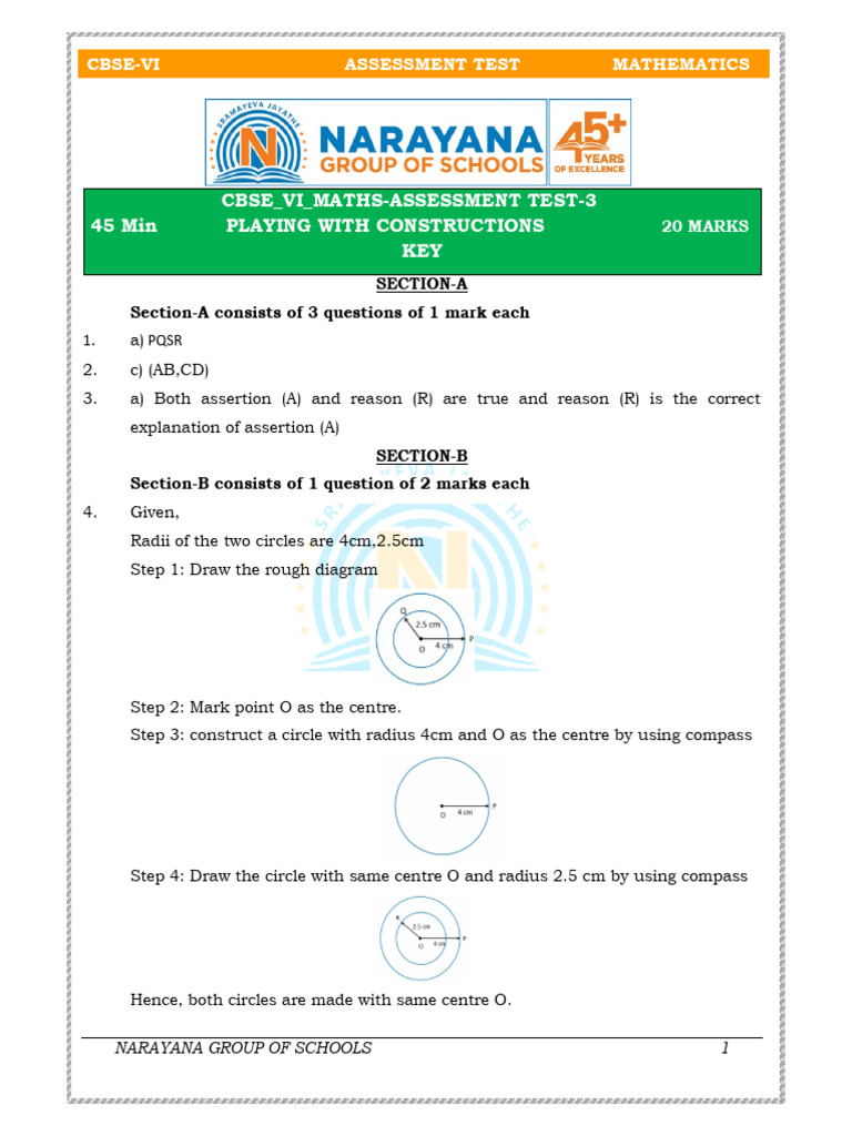 03 Cbse Vi Maths-Assessment Test-3 PWC Key | PDF | Euclidean Geometry ...