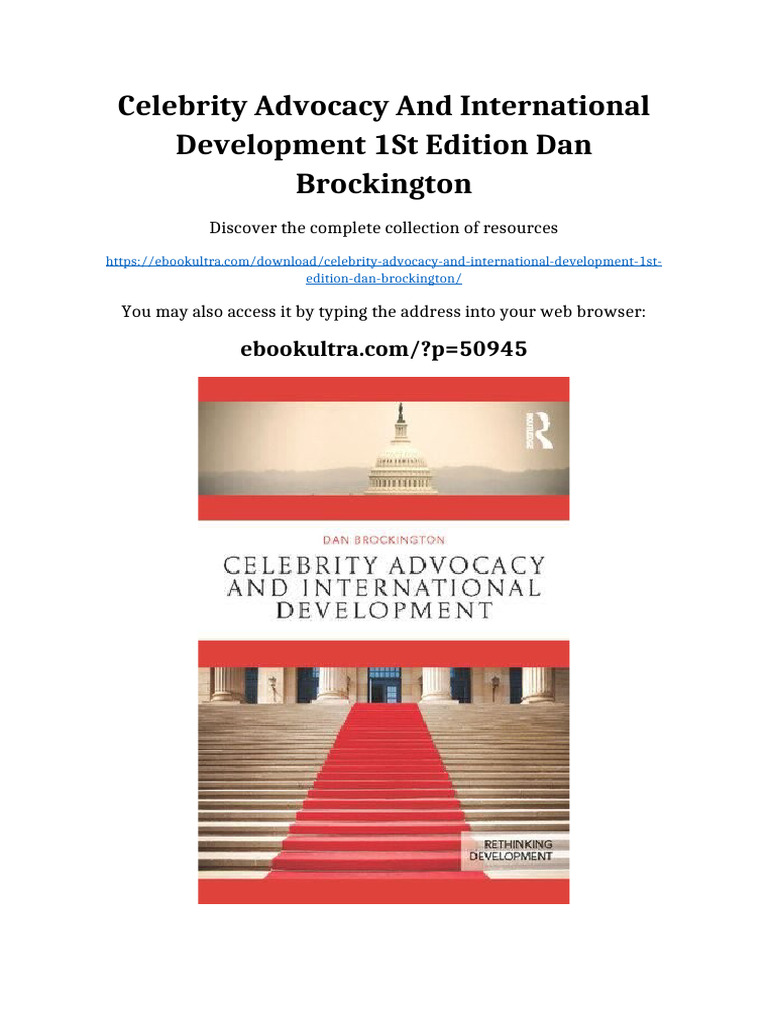 Celebrity Advocacy and International Development 1st Edition Dan ...