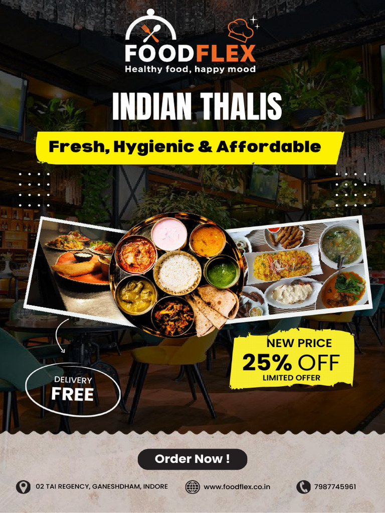 Foodflex Menu Indore Tiffin Thali 25-01-2026 | PDF | Meal | Menu