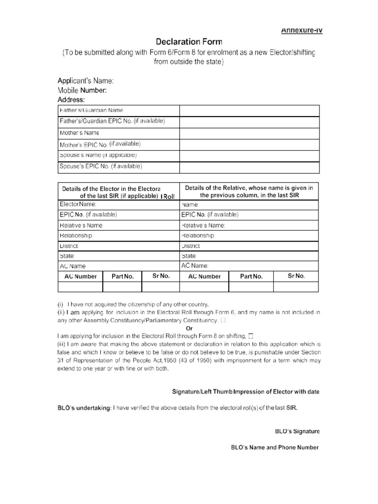 Declaration Form English | PDF