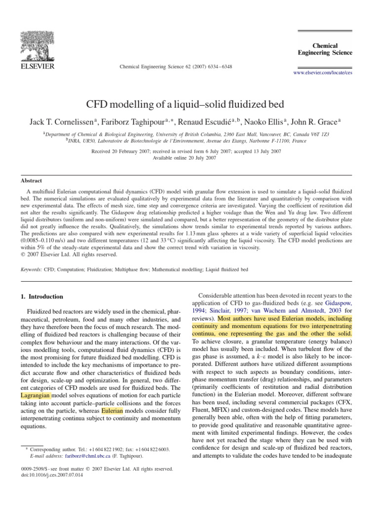 CFD Modelling of A Liquid-Solid Fluidized Bed | PDF | Computational ...