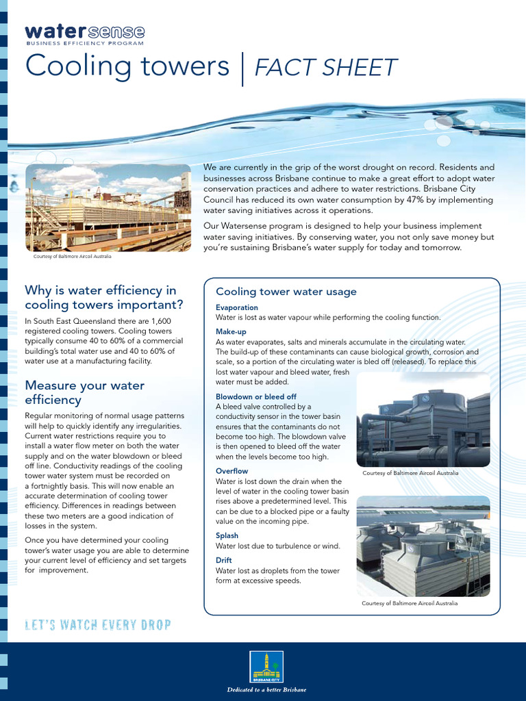 Cooling Towers Factsheet | PDF | Water | Reclaimed Water
