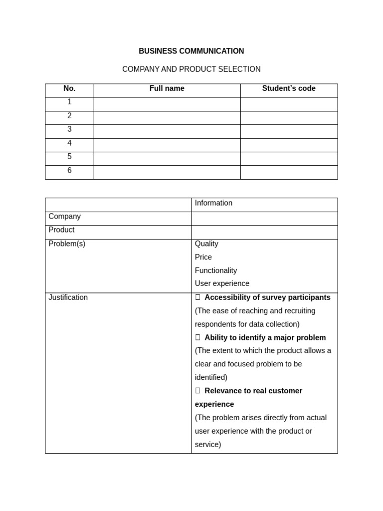 Company and Product Selection | PDF