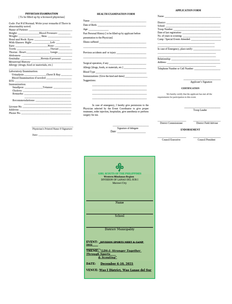 2025 Campers Application Form 071109 2 | PDF | Medical Specialties ...