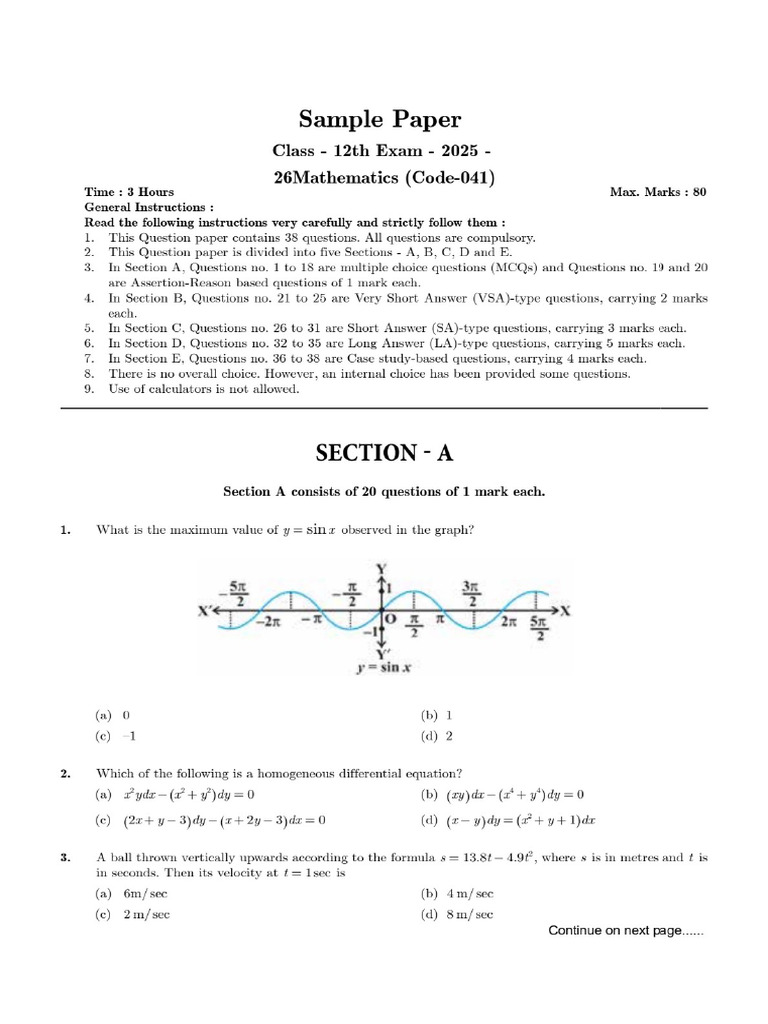 Mock Test Class 12 | PDF