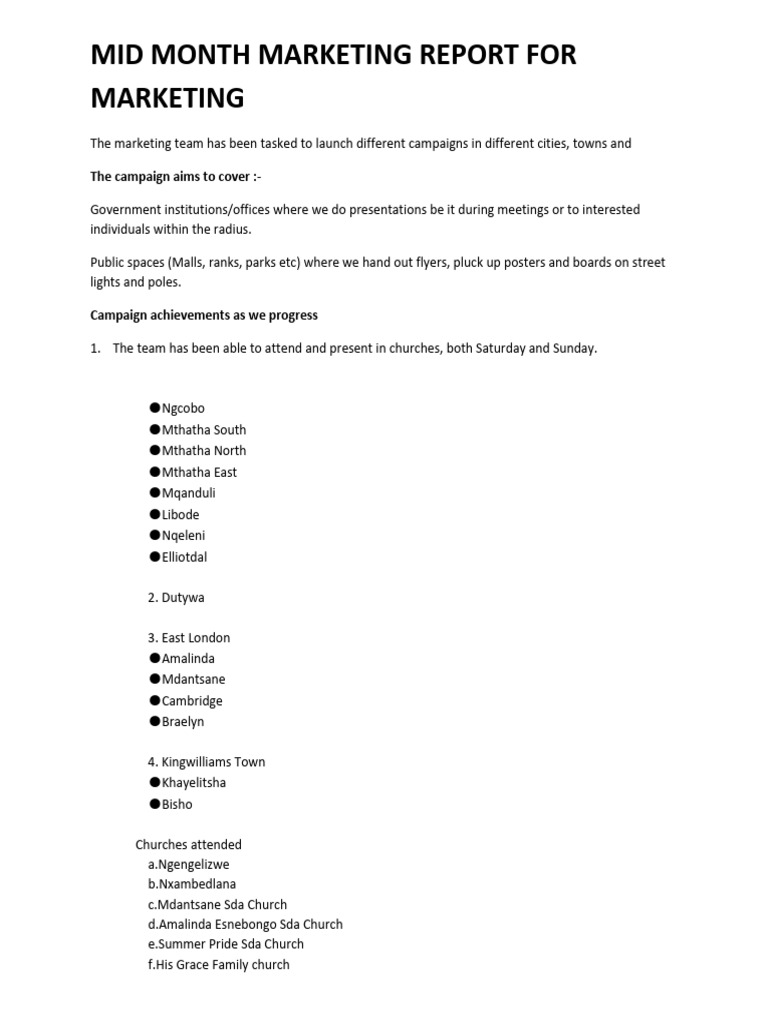 Mid Month Marketing Report | PDF