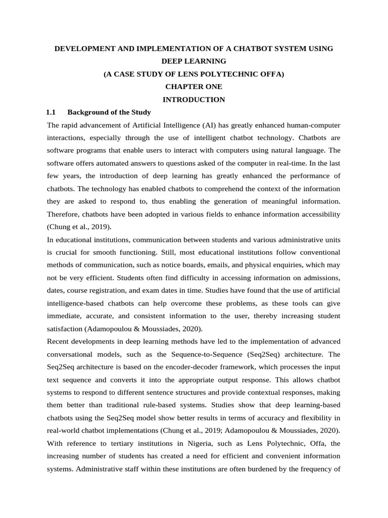 Development and Implementation of A Chatbot System Using Deep Learning ...