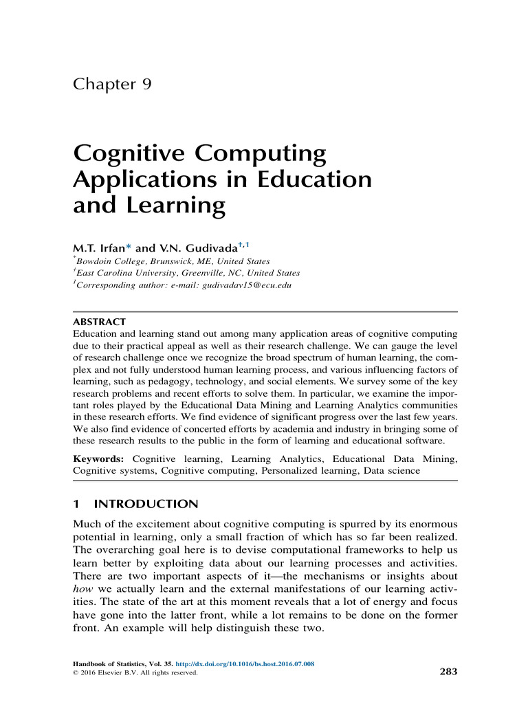 Cognitive Computing Applications in Education and Learning | PDF ...
