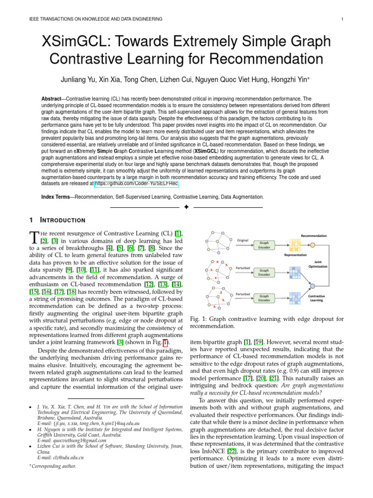 XSimGCL Towards Extremely Simple Graph | PDF | Mathematical Relations