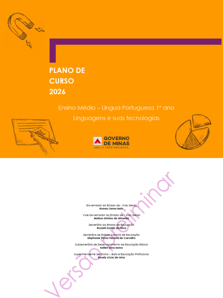 1° Ano - Plano de Curso Língua Portugues - Ensino Médio | PDF ...