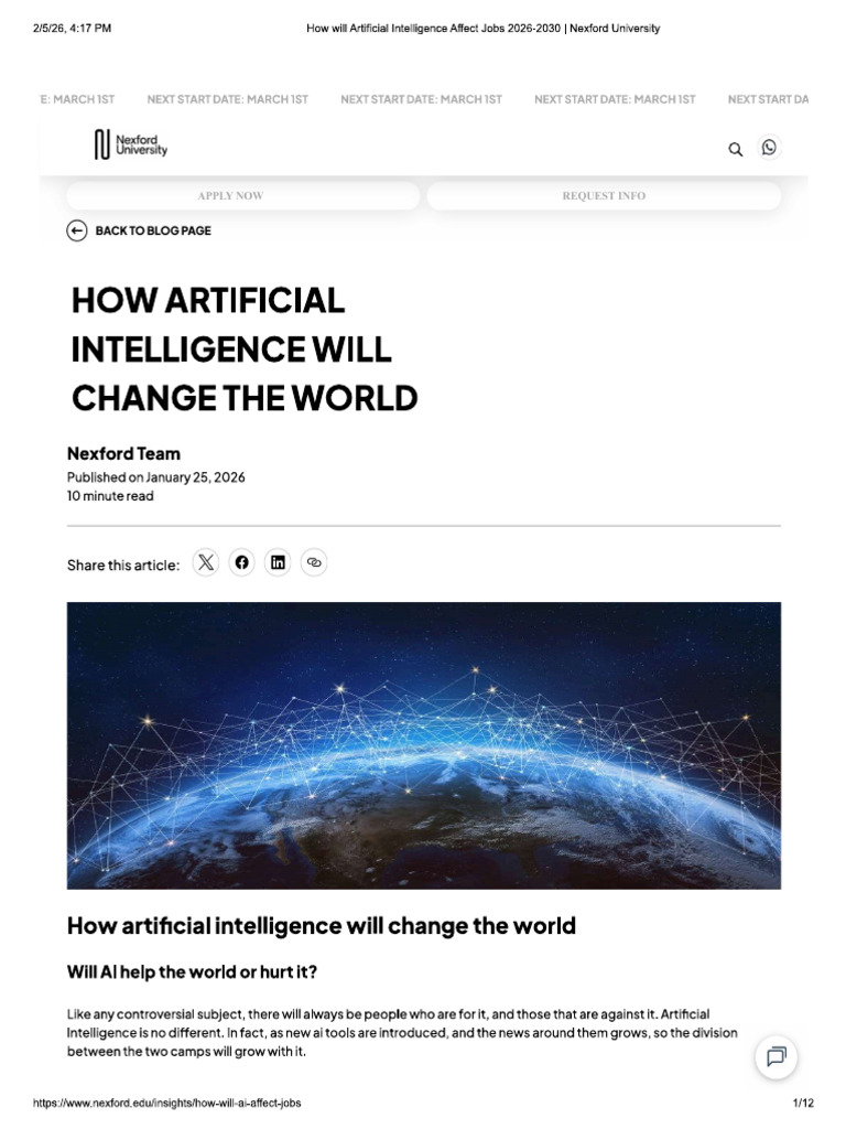 1st How Artificial Intelegence Is Changing The World Here | PDF