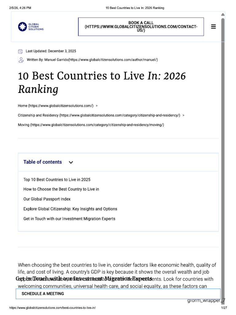 7th 10 Best Countries To Live | PDF