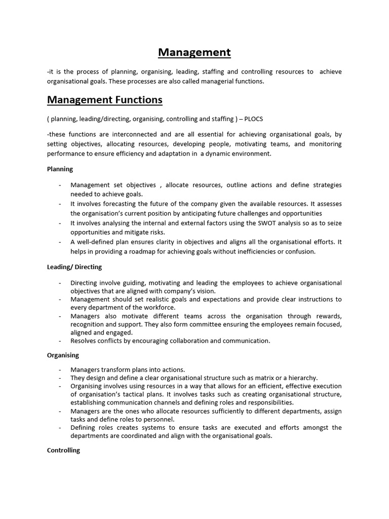 Management Functions and Roles | PDF | Leadership | Economies