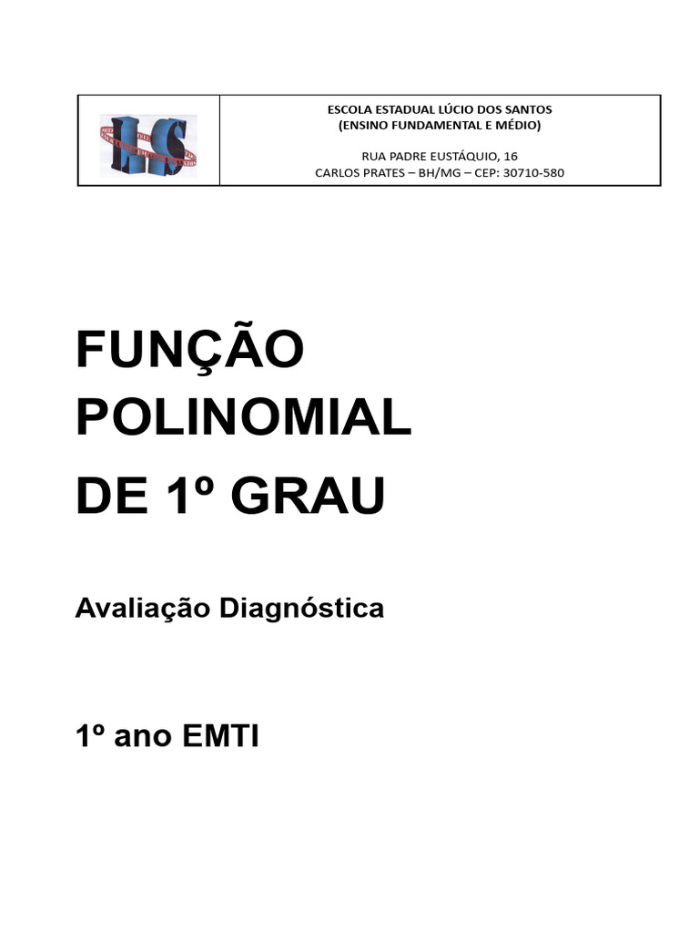 Função Polinomial Do 1º Grau - 1º Ano EMTI | PDF | Carro