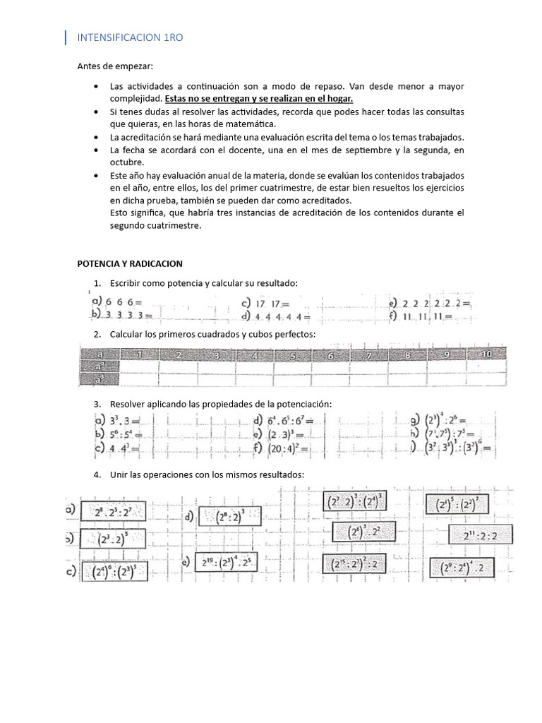 Intensificacion 1ro 2025 | PDF