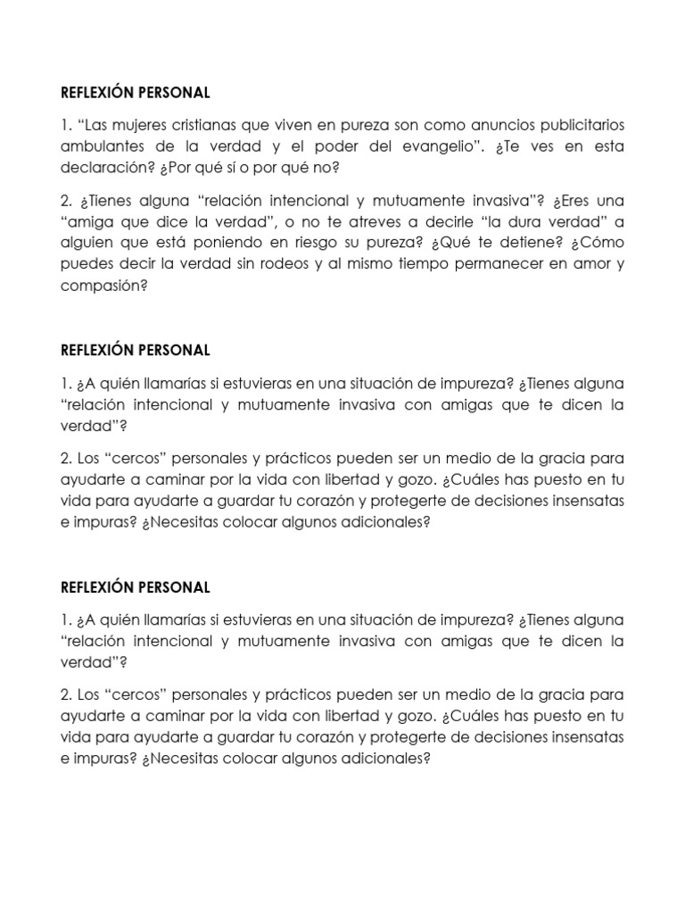 Reflexión Personal para Imprimir | PDF