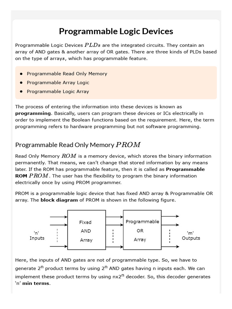 Programable Logice Devices | PDF | Logic Gate | Read Only Memory