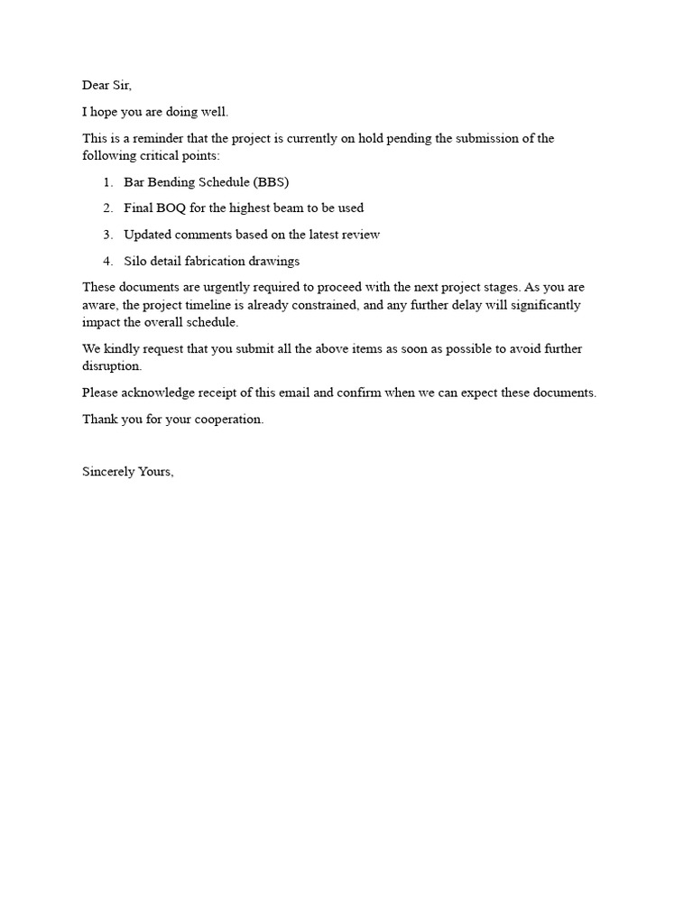 Pending Submission Letter | PDF