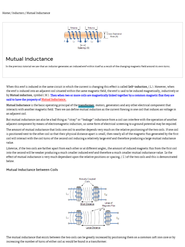 Mutual Inductance of Two Adjacent Inductive Coils - Ok | PDF ...