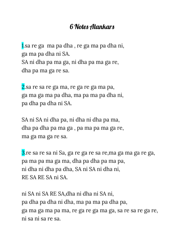 6 Notes Alankars | PDF